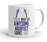 VIROSA Funny Architect Mug - “This is What an Awesome Architect Looks Like” - Gift for Designers & Builders - 11oz Ceramic Cup