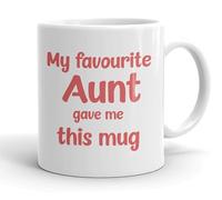 VIROSA Funny Auntie Mug - “My Favourite Auntie” - 11oz Ceramic Coffee Cup - Fun Birthday or Xmas Gift for Niece or Nephew - Family Novelty Present
