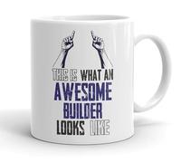 VIROSA Funny Builder Mug - “This is What an Awesome Construction Worker Looks Like” - Gift for Tradesmen - 11oz Ceramic Cup