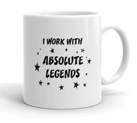 VIROSA Funny Colleague Mug - I Work with Absolute Legends - Gift for Coworkers, Boss, Team - Work Humor Present for Office, Birthday, Xmas, Secret Santa - 11oz Bright White Ceramic Mug