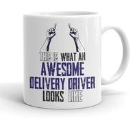 VIROSA Funny Delivery Driver Mug - “This is What an Awesome Delivery Driver Looks Like” - Gift for Drivers - 11oz Ceramic Cup