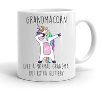 VIROSA Funny Grandmacorn Mug - Like a Normal Grandma, But Extra Glittery - Cute Unicorn Mug Gift for Grandma or Nana - Birthday, Christmas, or Mother’s Day - 11oz Ceramic Coffee Cup