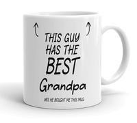 VIROSA Funny Grandpa - “This Guy Has The Best Grandpa… Yes, He Bought Him This Mug” - 11oz Ceramic Mug - Present from Granddaughter or Grandson - Father’s Day or Birthday