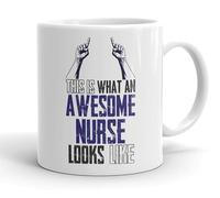 VIROSA Funny Nurse Mug - “This is What an Awesome Nurse Looks Like” - Gift for NHS Heroes or Colleagues - 11oz Ceramic Cup for Birthday or Thanks