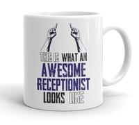 VIROSA Funny Receptionist Mug - “This is What an Awesome Receptionist Looks Like” - Gift for Office Staff - 11oz Ceramic Cup