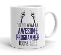 VIROSA Funny Software Developer Mug - “This is What an Awesome Coder Looks Like” - Gift for Programmers - 11oz Coffee Cup