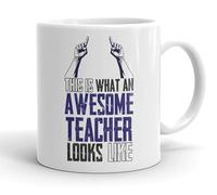 VIROSA Funny Teacher Mug - “This is What an Awesome Teacher Looks Like” - Novelty Gift for Educators - 11oz Ceramic Coffee Cup for Work or Appreciation