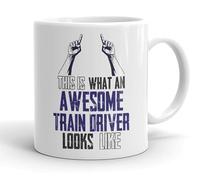 VIROSA Funny Train Driver Mug - “This is What an Awesome Train Driver Looks Like” - Gift for Rail Workers - 11oz Ceramic Cup