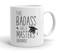 VIROSA Graduation Mug - “This Badass Has a Master’s Degree” - Funny Gift for Graduate, Postgrad, Student - 11oz Ceramic Coffee Cup - Master Degree Congratulations Present