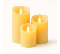 VIROSA LED Flameless Candles Set, Decorative Battery-Operated Candles, Multiple Sizes, Ivory White and Glass Options (Ivory, 3 Pcs)