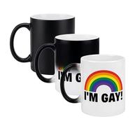 VIROSA Magic Heat Sensitive Coffee Mug - I’M Gay! Rainbow Design - Colour Changing 11oz (330ml) Ceramic Cup - LGBTQ+ Pride Gift, Coming Out Surprise, Fun Novelty Morning Tea Mug