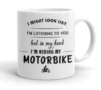 VIROSA Motorbike Mug - “in My Head I’m Riding My Motorbike” - 11oz Ceramic Mug - Gift for Bikers - Motorcycle Lover Present