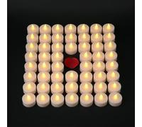 VIROSA Pack of 48 Realistic and Bright Battery Operated Flickering Flameless Tea Light Led Candles, Batteries Included - Yellow