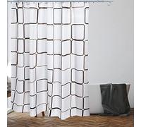 VIROSA Squares Shower Curtain Anti Mould, Mildew Resistant | Size 180x180 cm (71 x 71 Inch) | Water Repellent Fabric | 100% Polyester (Squares)