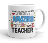 VIROSA Teacher Mug - “Thank You for Helping Me Grow and Being Such an Amazing Teacher” - End of Term Gift - 11oz Mug