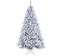 VIROSA Xmas Snow Flocked Artificial Christmas Tree With Foldable Stand, Premium Spruce with Realistic Branches, Metal Stand, Indoor Holiday Decoration, 7FT 800 Tips (213 CM)