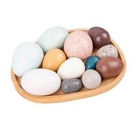 Virtcooy Bird Egg Toy | 12 Pieces/Set of Artificial Bird Eggs | Wooden Easter Eggs Hanging Ornaments Wooden Easter Hanging Decorations Painted Wooden for Easter