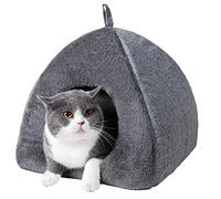 Virtcooy Cat Bed Cat House for Indoor Cats, Winter Warm Cat House Cave with Removable Washable Cushion, Pet Tent Cave Igloo Bed for Cats, Kittens, Puppy