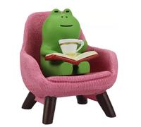 Virtegasas Miniature Frog Figurines, Mini Resin Cat & Panda Desk Decor, Funny Gifts for Office Shelf Garden, Cute Desk Decor for Kawaii Collectible (Pink Chair)