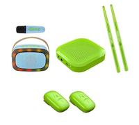 Virtual Air Drum Set,Electric Air Drum Sticks Kit,Invisible Drum For Adults,portable Intelligent Somatosensory Drum,with Drumsticks,Pedals, Multi-function Speaker And Bluetooth，for Adult Kids(Green,Ma