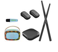 Virtual Air Drum Set,Electric Air Drum Sticks Kit,Invisible Drum For Adults,portable Intelligent Somatosensory Drum,with Drumsticks,Pedals, Multi-function Speaker And Bluetooth，for Adult Kids(Black,Ma