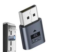 Virtual Display, 4K Graphics Emulator, DP Plug Adapter, Secure Hardware GPU Acceleration, Unlocks Remote Desktop Resolution, Desktop Laptop Video, Server Rendering Bit Mining Silver