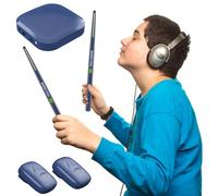 Virtual Electronic Drum Set, Air Drum Sticks Set with 3D Motion Sensing Technology, Electric Drumsticks with Drumsticks, Pedals, Bluetooth and 8 Sounds for Beginners Drummers Kids Gifts (Blue-B)
