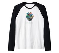 Virtual Heart Real Emotion - Cool Glitch Art VR Gamer Raglan Baseball Tee