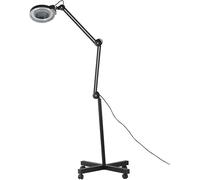 Virtual Kart® 5X Magnifier Vertical Clip Floor Stand Lamp - Ultimate Tool for Beauty, Tattoo, Skincare and Dental Tasks,Fully Adjustable Height,Easy Mobility for Enhanced And Efficiency (Black)
