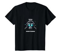 Virtual Monkey Business: Futuristic Primate Tech Humor T-Shirt, Kids, Black, 12 Years