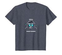 Virtual Monkey Business: Futuristic Primate Tech Humor T-Shirt, Kids, Heather Blue, 12 Years
