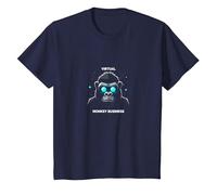 Virtual Monkey Business: Futuristic Primate Tech Humor T-Shirt, Kids, Navy, 12 Years