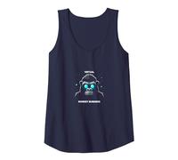 Virtual Monkey Business: Futuristic Primate Tech Humor Tank Top, Women, Navy, XL