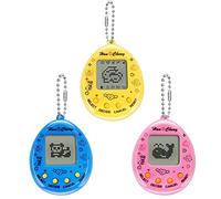 Virtual Pets Toy 3PCS Digital Pet Game Console Handheld Machine Toys Mini Electronic Animals With Key Ring Early Education Puzzle Gift for Children Kids (3 Colors Random)
