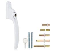 Virtual Plastics Window Handle for UPVC Windows - Universal Multi Spindle Inline Locking Espag Double Glazing Window Handle -White Matt