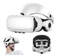 Virtual Reality Glasses, All-in-one VR Games Stereo Headset 3D Glasses Virtual Reality Headset with Anti-Blue Eyes Protected HD Lenses & 4.7-6.5 inch Screen for VR Games & 3D Movies,White