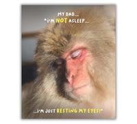 Virtual Safari Dad Birthday Card Image of Cute Monkey Just Resting His Eyes, 6 x 7 inches