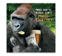 Virtual Safari, Multi-Task Birthday Card for Him, Funny Birthday Card for Him, 6 x 6 inches, multi-coloured