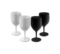 Virtually Glass Premium Black & White Wine Glasses Unbreakable Reusable Polycarbonate Plastic Glasses (310ml to rim Height 18.8cm, Max Diameter 8.1cm) MADE IN UK(4)