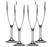 Virtually Glass Set of Unbreakable Reusable Polycarbonate Plastic Champagne Glasses (190ml 6.6 fl oz to Rim, Height 21.9cm, Max Diameter 5.5cm) (4)