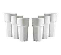 Virtually Glass Unbreakable Reusable Polycarbonate Plastic White Octagon Shaped Tumblers.(340ml/ 12oz to Rim Height 14.4cm, Max Diameter 7.9cm) Solid Gloss Look Made in UK (6)