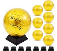 Virtue morals Gold Autograph Soccer Ball Set, 3/6/8 Pack with Display Stand and Air Pump for Trophies, Awards, Championship Party, Size 3 (8)