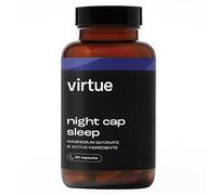 Virtue Night Cap Sleep | Magnesium Glycinate & L-Theanine Sleep Support | 6 Calming Ingredients Sleep Supplement | Natural Sleep Aid | 60 Vegan Capsules