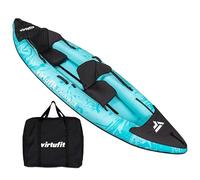 VirtuFit Kayak 335 Inflatable - 2 Person + 3rd Seat Option - Includes 2 Kayak Seats, Carry Bag & 2 Fins - Sea, River & Lake - Sturdy Construction - 335cm - Turquoise