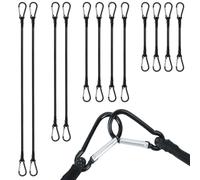 VirtuGro 12pcs Bungee Cords with Carabiner Clips 30/60/80/100cm Long Heavy Duty Carabiner Bungee Cord Black Elastic Bungee Straps with Hooks for Bike Racks/Tent/Camping/Tarps/Travel/Luggage/Car Roof