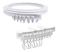 VirtuGro 2.5M/8.2FT Curtain Track Flexible Ceiling Curtain Track Heavy Duty Bendable Curtain Rail Tracks with S Hooks Curtain Rails and Fittings for Bay Window Shower Room Divider Bathroom RV Rail