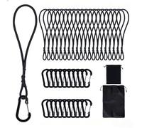 VirtuGro 20 Pack Bungee Cords with Carabiner Clips, 20cm/7.8 Inch Small Bungee Cords with Clips, Black Elastic Straps with Carabiner Hooks for Roof Racks, Camping, Luggage, Tarp, Tents, Canopy
