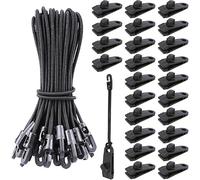 VirtuGro 25 Sets Tarp Clips Set with 10 Inch Small Bungee Cords with Hooks