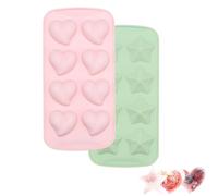 VirtuGro 2Pcs Silicone Ice Cube Tray Heart Ice Cube Moulds Star Ice Trays for Freezer Chocolate, Candy, Cake, Jelly, Cake, Wax Melt, DIY, Easy Release & BPA Free