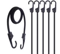 VirtuGro 6 Pack 90cm Bungee Cords with Hooks Black Heavy Duty Bungee Cords Weatherproof & UV-Resistant Long Bungee Straps with Hooks Elastic Straps for Camp Luggage Garden Furniture Kayak Rack Truck